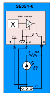 Hall Efect Sensor Digital Output with LED connection diagram